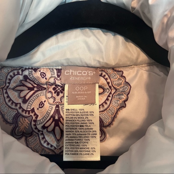 Chico’s Zenergy Convertible Puffer Jacket Paisley Print Reversible Multi Wear - Picture 8 of 14